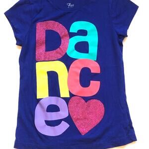 PLACE Girl’s Medium Dark Blue "DANCE" T-Shirt 100% Cotton‎
